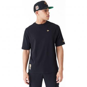 Maglietta New Era Orso Grafica Oversize Nero e Oro
