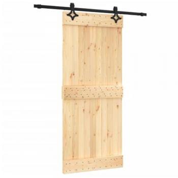 VidaXL 90x210 cm Sliding Door with Hardware Set in Solid Pine