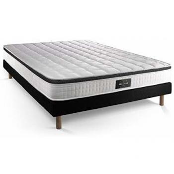 Ensemble Supérieur 160x200 Mémoire de Forme 3 Zones sommier Noir