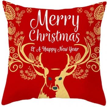 Funda de almohada navideña 45x45 cm con diseño Feliz Navidad