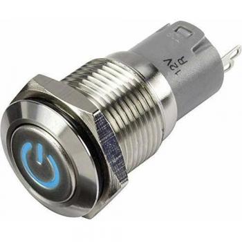 TruComponents 1303018 On/On Latching Pushbutton Switch 48V DC 2A Blue IP65