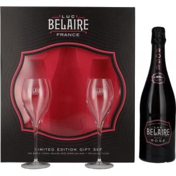 Cadeau Luxe Rosé Luc Belaire – 0,75 l en boîte avec 2 Verres