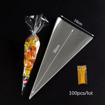 100Pcs Clear Cellophane Bags for Popcorn and Candy
