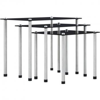 Black Tempered Glass Nesting Tables 3 pcs