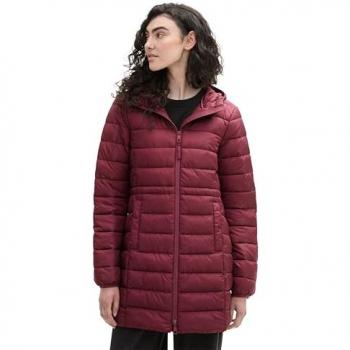 TOM TAILOR Denim Damen Steppmantel mit Kapuze, rot, S