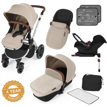 Ickle Bubba Stomp V3 Complete Travel System, Isofix Compatible, Sand/Silver Design