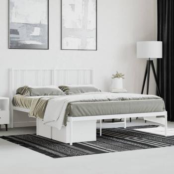 Cama metálica blanca con cabecero 150x200cm