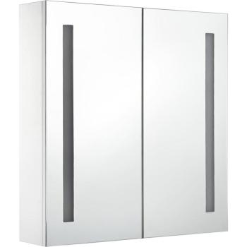 Armoire de salle de bain à miroir éclairé 60x14x62 cm blanc