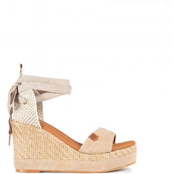 Sandali con Zeppa Alta Popa Algarve Serraje Beige