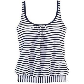 VENICE BEACH Damen Tankini Top – Oversized, Größe 48, N-Größe, Blau-Weiß-Marine gestreift