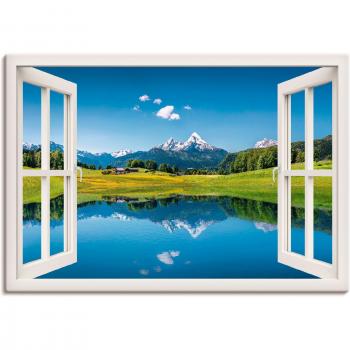 Artland Wandbild »Fensterblick auf die Alpen«, als Leinwandbild, in unterschiedlichen Größen