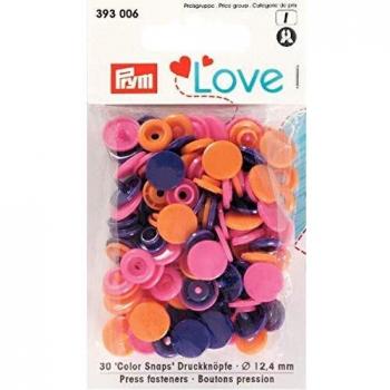 Prym Color Snaps Boutons pression 12,4 mm Plastique Assortiment Orange/Pink/Lilla