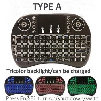 Mini clavier I8 2.4G rétroéclairé trois couleurs avec pavé tactile