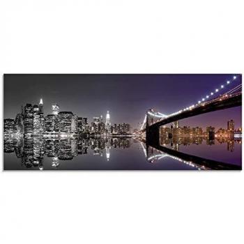 Glasbild ARTLAND New York Skyline Nachtszene, schwarz, B:125cm H:50cm, Bilder, in verschiedenen Größen