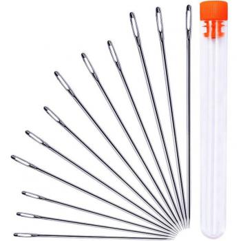LMDZ 12 PCS Hand Sewing Needles with Large Eyes and Bottle