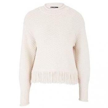 Zero Damen‑Pullover mit Fransen (1‑Tlg.) – Eggnog