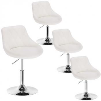 Lot de 4 tabourets de bar WOLTU, similicuir et métal, blanc