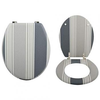 MSV WC-Sitz CARDIFF, MDF-Toilettendeckel Grau, Edelstahl-Scharniere