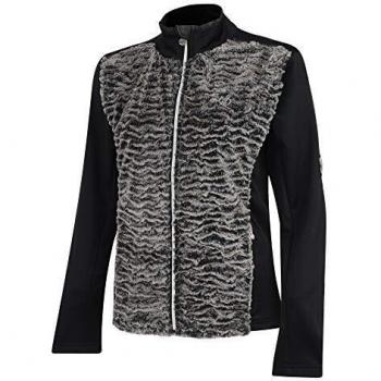 Dare 2b Impearl Damen Fleece-Strickpullover, Kunstfell, durchgehender Reißverschluss, anthrazit/schwarz, Größe 42