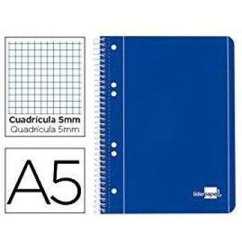 CSP LIDERPAPEL Cuaderno espiral liderpapel a5 micro serie azul tapa blanda 80h 75 gr cuadro5mm 6 taladros azul