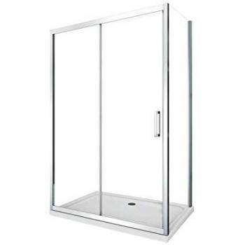 Cabina de ducha doble GIORGY: vidrio 6 mm, pared fija y puerta corredera reversible