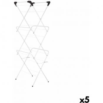 Stendibiancheria Verticale Pieghevole 47 x 41 x 136 cm (5 Unità) Bianco/Nero