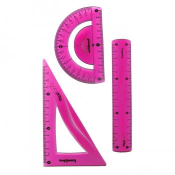 Règle, équerre et rapporteur Bambino 15 cm