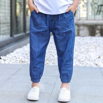 Pantalon en jean d'été pour garçons, style coréen, longueur cheville, couleur unie, 4-11 ans