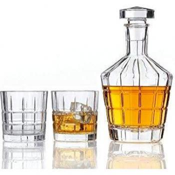 LEONARDO Gläser-Set »SPIRITII«, (Set, 3 tlg.), 3-teilig (1 Karaffe, 2 Gläser), Reliefoptik