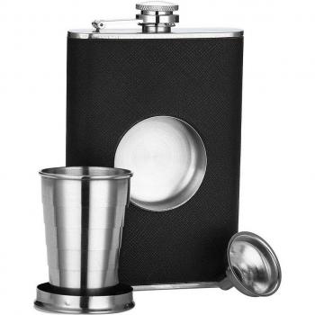JEYL Stainless Steel Hip Flask 8 oz with Collapsible Shot Glass