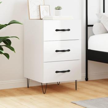 Vidaxl Bedside Table High Gloss White 40x40x66 cm Engineered Wood