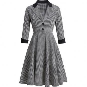 Túnica de Otoño con Estilo Retro y Cuello Clásico