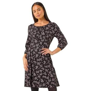 Roman Petite Paisley Print Dress, Black, 16