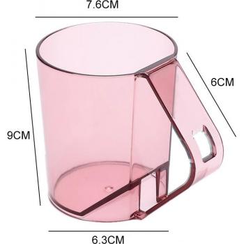 Handle‑Lid Pink Invertible Toothbrush & Mouthwash Cup