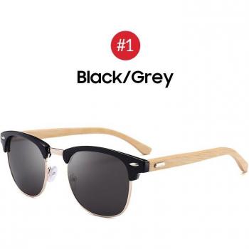 VIVIBEE Semi Rimless Wood Sunglasses