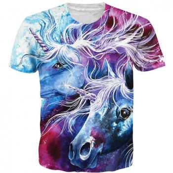 Cool & Casual – 3D Einhorn Shirt M (Kurzarm)