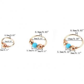 3 Aros de Piercing Nasal con Diseño Retro
