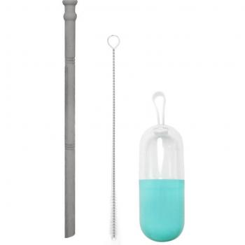 Silicone Folding Straw with Case and Cleaning Brush for Drinks