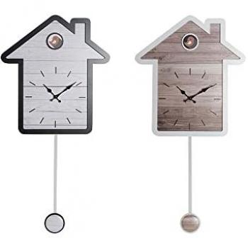 Reloj de pared dkd home decor blanco casa madera mdf (32 x 4.5 x 56 cm) (2 pcs)