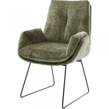Clea‑Flex Sofastuhl mit schwarzen Kufen – Chenille Olive