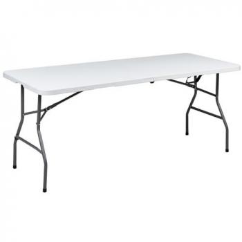 Beliani Rectangular Foldable Dining Table (6), 180 cm × 74 cm, White – Garden Edition