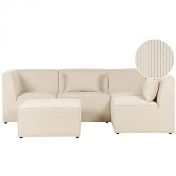 Canapé modular 4 places velours côtelé beige avec ottoman LEMVIG