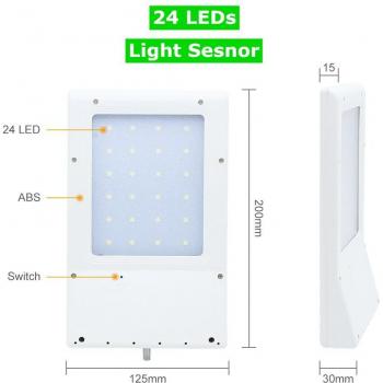 Outdoor Solar LED Street Lamp with 24 Bright LEDs and Waterproof IP65