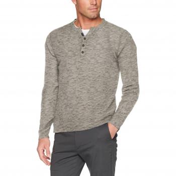TOM TAILOR Herren Pullover Modern Basic, Henley-Stil, Grau