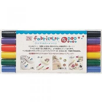 Kuretake Zig Fabricolor Twin Set de 6 colores TC-4000 A/6 V
