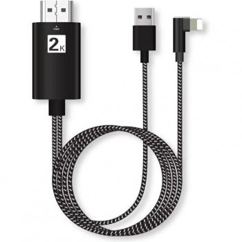 Lightning to HDMI-Compatible Adapter Cable 90 Degree for iPhone X, 8, 7, iPad