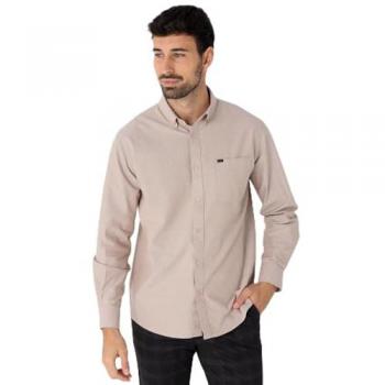 Camisa casual pocket oxford de manga larga beige para hombre Bendorff