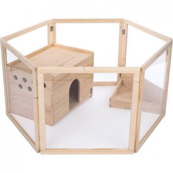 Tente intérieure en bois TIAKI pour petits animaux (Longueur 123 cm, Largeur 106,5 cm, Hauteur 60 cm)