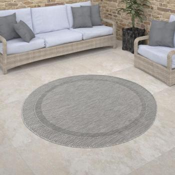 Tapis extérieur géométrique 200 cm – Paco Home, gris, bordure rayée