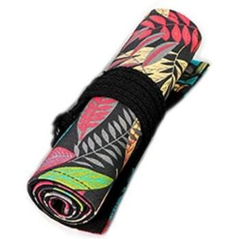 Tree Leaf Canvas Roll Pencil Case 48 Holes